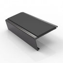 Rake back aluminium stair nosing, 62mm tread, dark grey insert, satin black finish