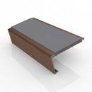 Rake back aluminium stair nosing, 62mm tread, mid grey insert, dark bronze finish