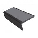 Rake back aluminium stair nosing, 62mm tread, mid grey insert, satin black finish