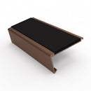Rake back aluminium stair nosing, 62mm tread, premium black insert, dark bronze finish
