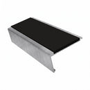 Rake back aluminium stair nosing, 62mm tread, premium black insert, mill finish finish