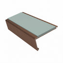 Rake back aluminium stair nosing, 62mm tread, sage green insert, dark bronze finish