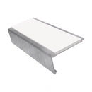 Rake back aluminium stair nosing, 62mm tread, white insert, mill finish finish