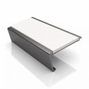 Rake back aluminium stair nosing, 62mm tread, white insert, satin black finish
