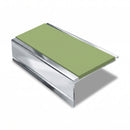 Square Aluminium Stair Nosing 3.22m 50mm Riser Anti Slip, apple green insert, Mirrorflect Silver finish