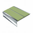 Square Aluminium Stair Nosing 3.22m Double Insert 5mm Gaug, apple green insert, Mirrorflect Silver finish