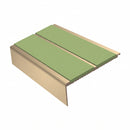 Square Aluminium Stair Nosing 2.44m 93mm Tread 32mm Riser, apple green insert, Satin Bronze finish