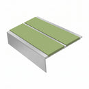 Square Aluminium Stair Nosing 3.22m Double Insert 5mm Gaug, apple green insert, Satin Silver finish