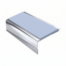 Square Aluminium Stair Nosing 2.75m 50mm Riser PVC Insert, aura insert, Mirrorflect Silver finish
