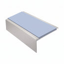 Square Aluminium Stair Nosing 2.75m 50mm Riser PVC Insert, aura insert, Satin Silver finish