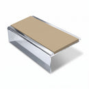 Square Aluminium Stair Nosing 3.22m 50mm Riser Anti Slip, beige insert, Mirrorflect Silver finish
