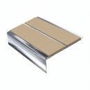 Square Aluminium Stair Nosing 3.22m Double Insert 5mm Gaug, beige insert, Mirrorflect Silver finish