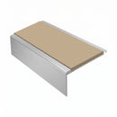 Square Aluminium Stair Nosing 2.75m 50mm Riser PVC Insert, beige insert, Satin Silver finish