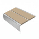 Square Aluminium Stair Nosing 2.44m 93mm Tread 32mm Riser, beige insert, Satin Silver finish