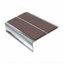 Square Aluminium Stair Nosing 3.22m Double Insert 5mm Gaug, brown insert, Mirrorflect Silver finish