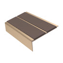 Square Aluminium Stair Nosing 3.22m Double Insert 5mm Gaug, brown insert, Satin Bronze finish