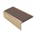 Square Aluminium Stair Nosing 3.22m 50mm Riser Anti Slip, brown insert, Satin Bronze finish