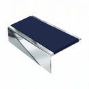 Square Aluminium Stair Nosing 3.22m 50mm Riser Anti Slip, dark blue insert, Mirrorflect Silver finish