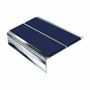 Square Aluminium Stair Nosing 2.44m 93mm Tread 32mm Riser, dark blue insert, Mirrorflect Silver finish