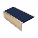 Square Aluminium Stair Nosing 2.75m 50mm Riser PVC Insert, dark blue insert, Satin Bronze finish