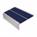 Square Aluminium Stair Nosing 3.22m Double Insert 5mm Gaug, dark blue insert, Satin Silver finish