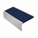 Square Aluminium Stair Nosing 2.75m 50mm Riser PVC Insert, dark blue insert, Satin Silver finish