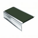 Square Aluminium Stair Nosing 2.44m 50mm Riser PVC Insert, dark green insert, Mirrorflect Silver finish