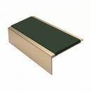 Square Aluminium Stair Nosing 2.75m 50mm Riser PVC Insert, dark green insert, Satin Bronze finish