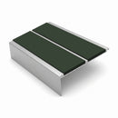 Square Aluminium Stair Nosing 3.22m Double Insert 5mm Gaug, dark green insert, Satin Silver finish
