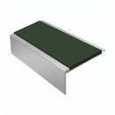 Square Aluminium Stair Nosing 3.22m 50mm Riser Anti Slip, dark green insert, Satin Silver finish
