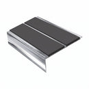 Square Aluminium Stair Nosing 3.22m Double Insert 5mm Gaug, dark grey insert, Mirrorflect Silver finish