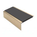 Square Aluminium Stair Nosing 3.22m 50mm Riser Anti Slip, dark grey insert, Satin Bronze finish