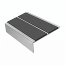 Square Aluminium Stair Nosing 3.22m Double Insert 5mm Gaug, dark grey insert, Satin Silver finish