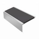 Square Aluminium Stair Nosing 2.44m 50mm Riser PVC Insert, dark grey insert, Satin Silver finish