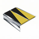 Square Aluminium Stair Nosing 2.44m 93mm Tread 32mm Riser, hazard insert, Mirrorflect Silver finish