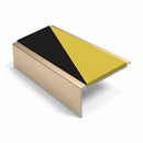 Square Aluminium Stair Nosing 2.44m 50mm Riser PVC Insert, hazard insert, Satin Bronze finish