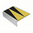 Square Aluminium Stair Nosing 2.44m 93mm Tread 32mm Riser, hazard insert, Satin Silver finish