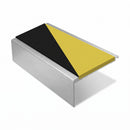 Square Aluminium Stair Nosing 2.75m 50mm Riser PVC Insert, hazard insert, Satin Silver finish