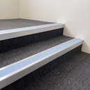 Aluminium Stair Nosing 3.22m Square Edge | Heavy Duty Anti in Satin Silver finish fitted on a commercial stair