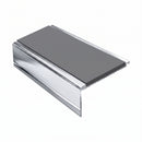 Square Aluminium Stair Nosing 2.44m 50mm Riser PVC Insert, mid grey insert, Mirrorflect Silver finish