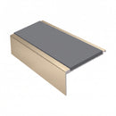 Square Aluminium Stair Nosing 2.75m 50mm Riser PVC Insert, mid grey insert, Satin Bronze finish