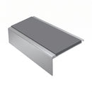 Square Aluminium Stair Nosing 2.75m 50mm Riser PVC Insert, mid grey insert, Satin Silver finish