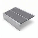Square Aluminium Stair Nosing 2.44m 93mm Tread 32mm Riser, mid grey insert, Satin Silver finish