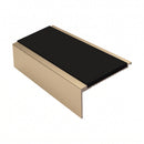 Square Aluminium Stair Nosing 2.75m 50mm Riser PVC Insert, premium black insert, Satin Bronze finish