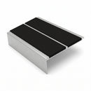 Square Aluminium Stair Nosing 3.22m Double Insert 5mm Gaug, premium black insert, Satin Silver finish