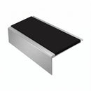 Square Aluminium Stair Nosing 2.44m 50mm Riser PVC Insert, premium black insert, Satin Silver finish