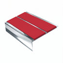 Square Aluminium Stair Nosing 3.22m Double Insert 5mm Gaug, red insert, Mirrorflect Silver finish