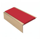 Square Aluminium Stair Nosing 2.75m 50mm Riser PVC Insert, red insert, Satin Bronze finish