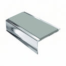Square Aluminium Stair Nosing 2.75m 50mm Riser PVC Insert, sage green insert, Mirrorflect Silver finish