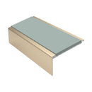 Square Aluminium Stair Nosing 2.44m 50mm Riser PVC Insert, sage green insert, Satin Bronze finish